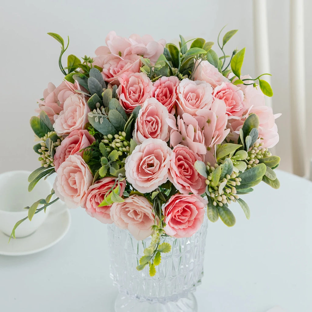 Artificial Silk Rose & Hydrangea Bouquet | Wedding & Home Décor Artificial Flower Bouquet Babs