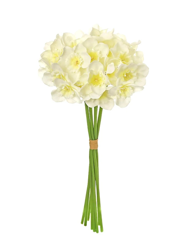 Silk Narcissus Artificial Flower Bouquet – Wedding & Home Décor Artificial Silk Flowers Babs WHITE 1 pc
