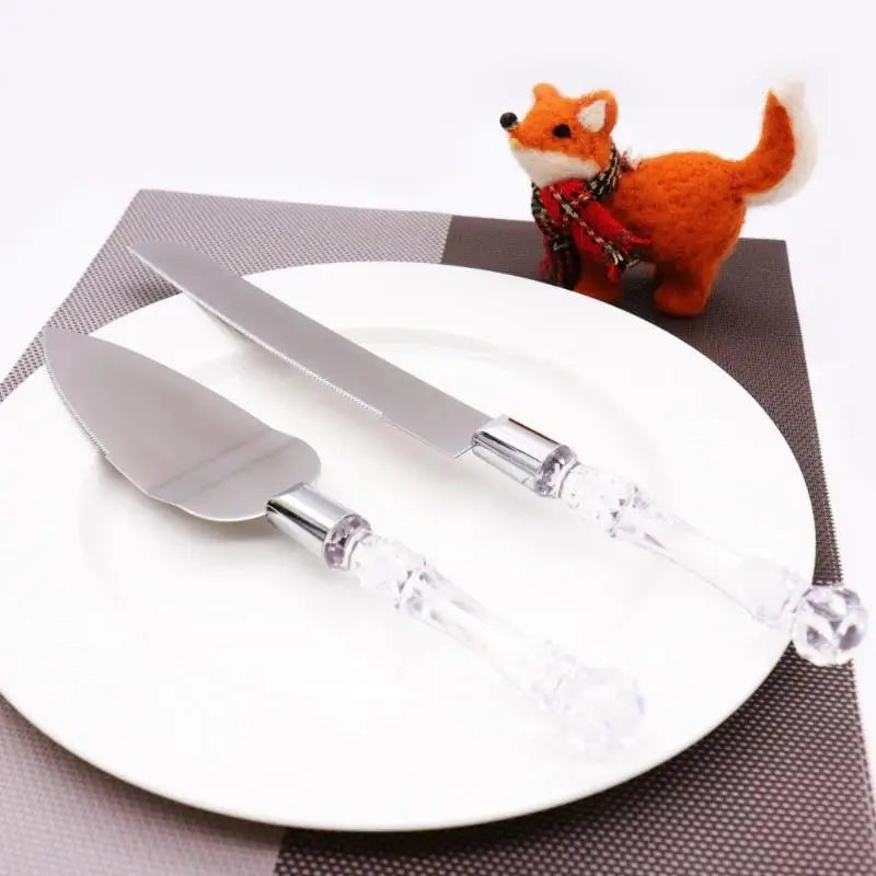 2pc Faux Crystal Cake Knife & Server Set for Weddings Cake Knife Server Set Babs
