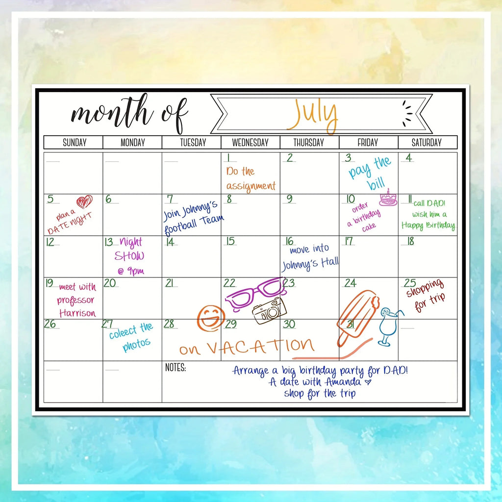 Magnetic Dry Erase Fridge Calendar Whiteboard | Kitchen Planner Magnetic Whiteboard Calendar Babs
