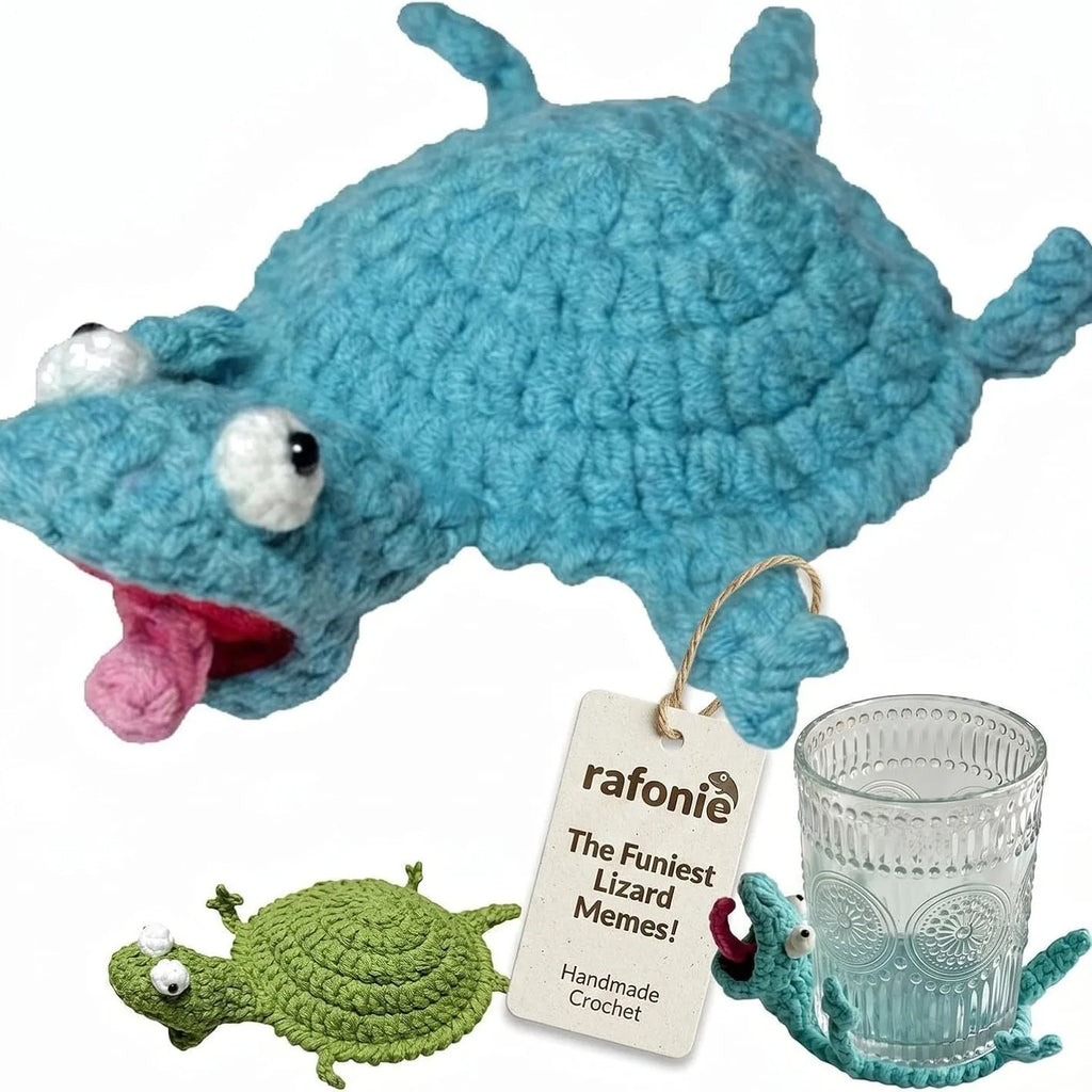 3D Crochet Lizard Coaster – Handmade Amigurumi Animal Cup Mat Crochet Animal Coaster Babs