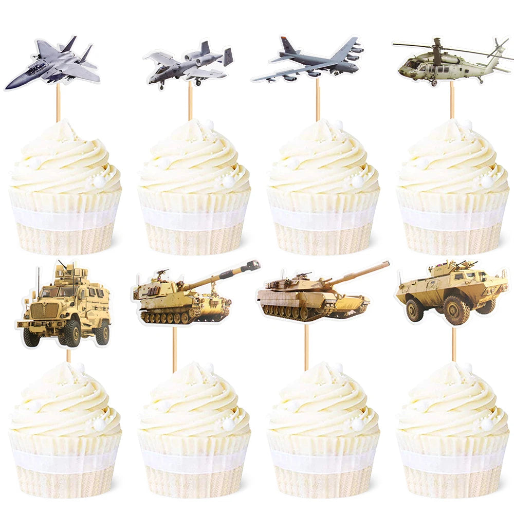 Military Cake Toppers – Tank, Fighter Jet & Missile Party Decor Cake Topper Set Babs