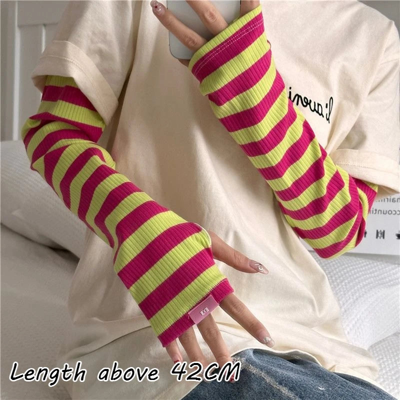 Striped UV Protection Arm Sleeves – Summer Sun Cover for Women UV Protection Arm Sleeves Babs