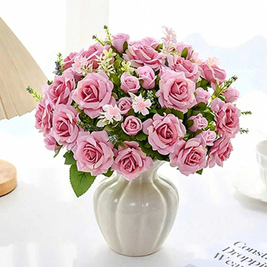 Silk Rose Artificial Flower Bouquet for Wedding & Home Decor Artificial Flower Bouquet Babs