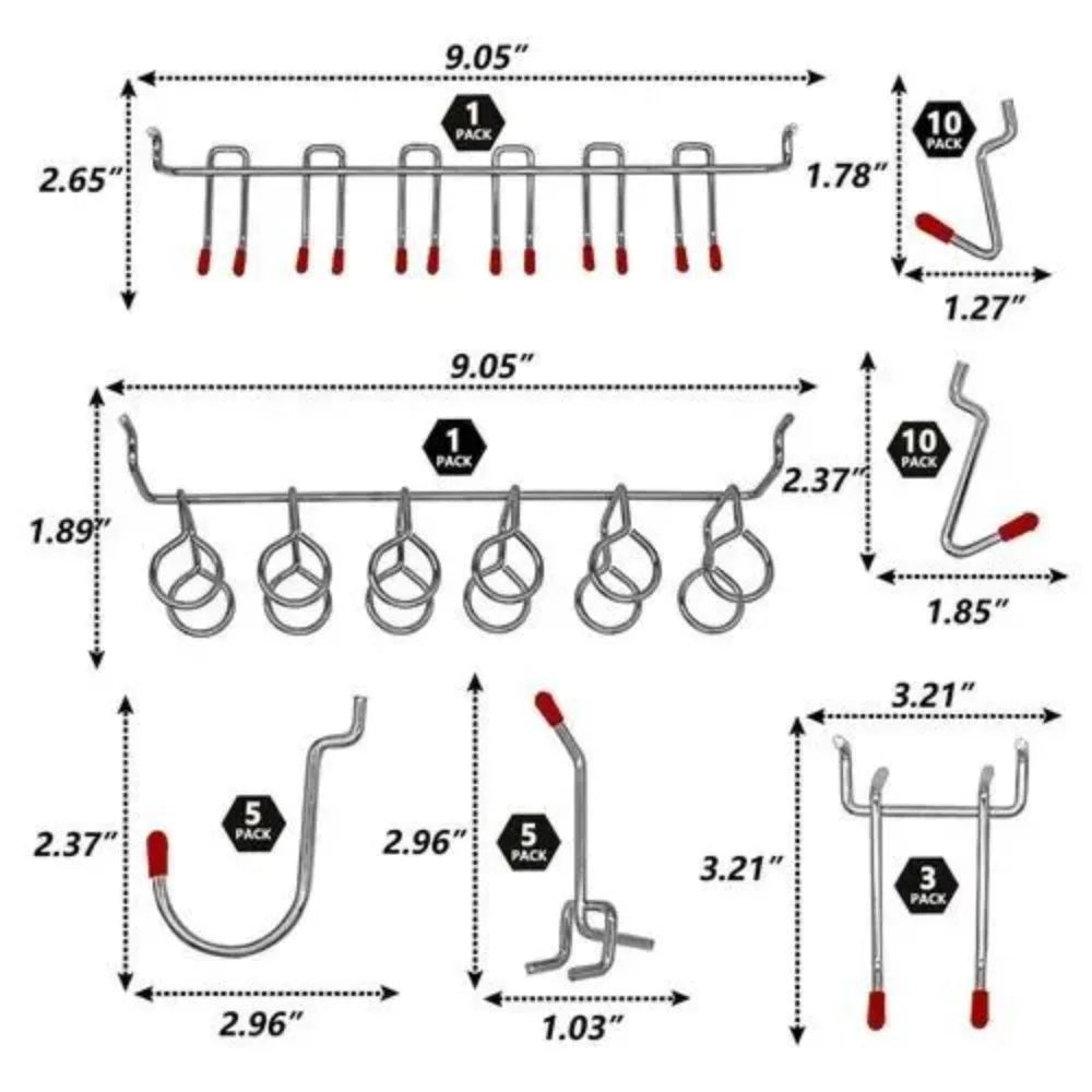 114-Piece Pegboard Hooks Set with Bins & Peg Locks | Storage Pegboard Hook Set Babs