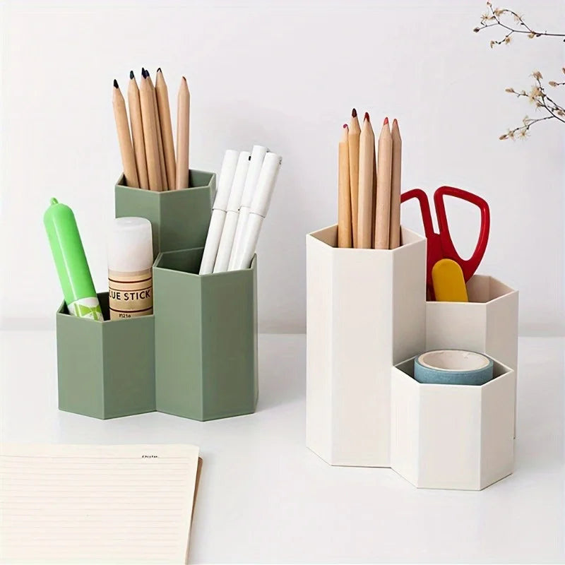 Clear 4-Compartment Desk Pen & Pencil Organizer Cup Desk Pen Organizer Babs