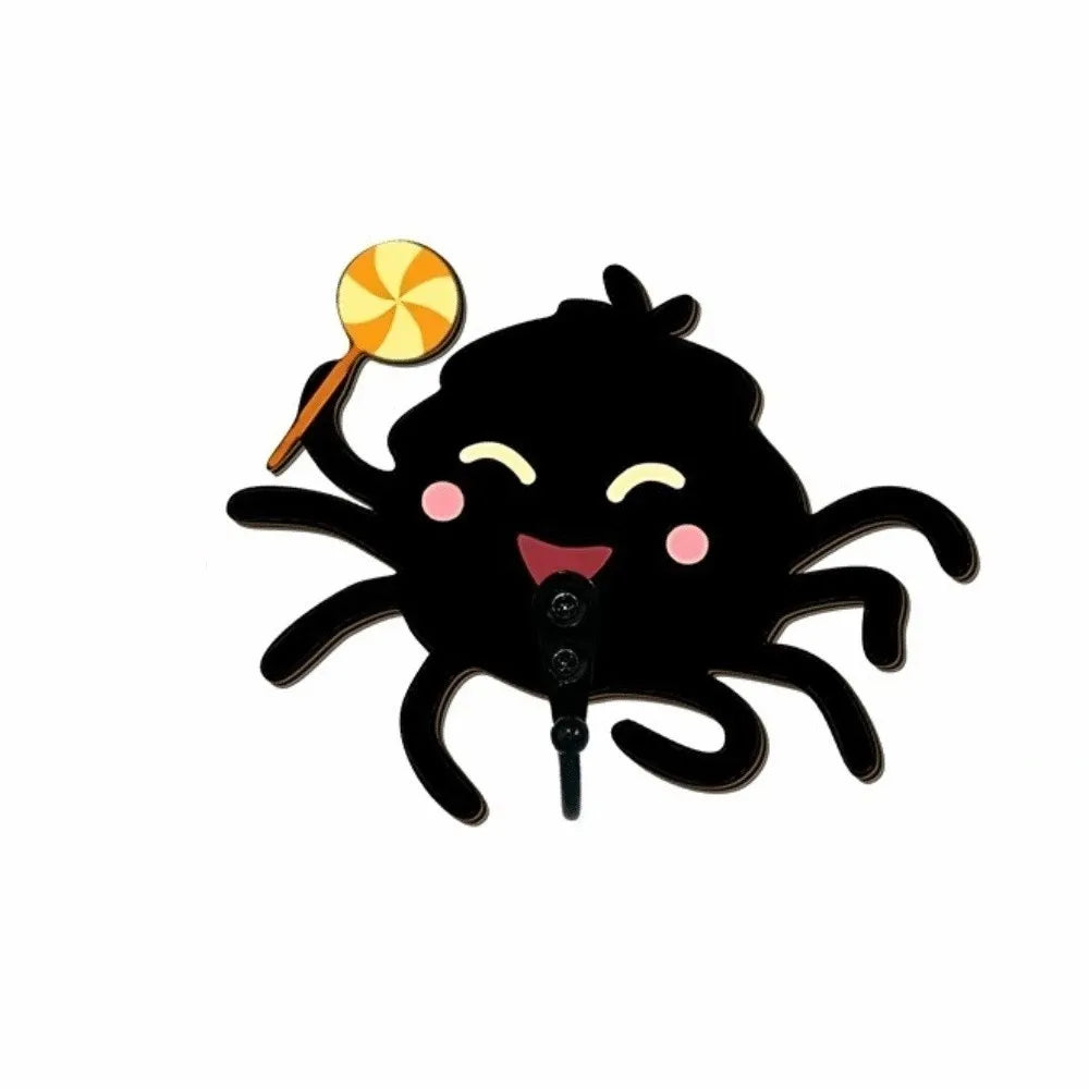 Halloween Spider Wall Hook – No-Drill Gothic Wooden Key Holder Decorative Wall Hook Babs Style D