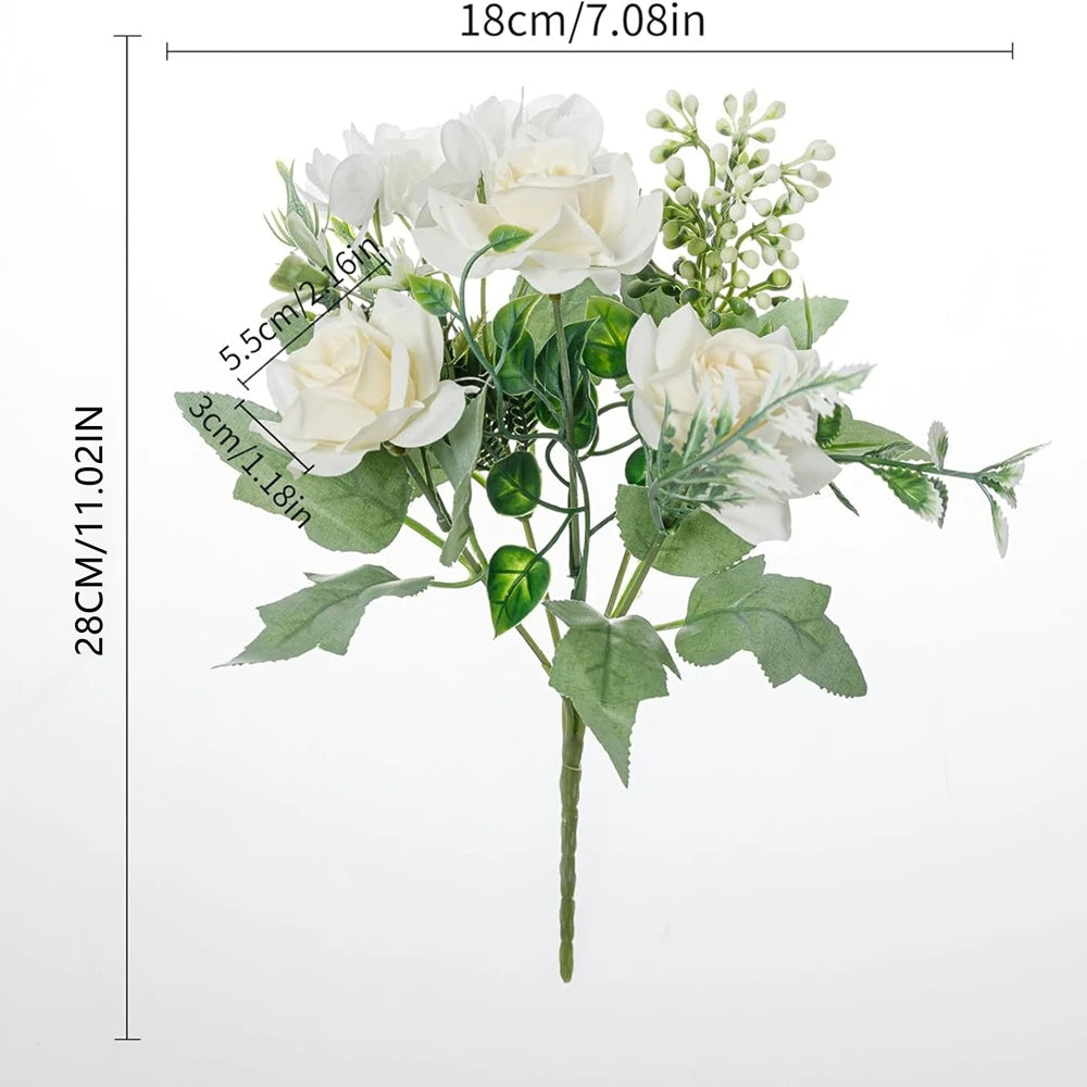 Silk Gardenia Hydrangea Artificial Bouquet – Wedding & Home Décor Artificial Flower Bouquet Babs WHITE 1pc