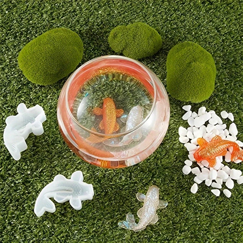 3-Piece Koi Fish Silicone Mold Set with 12-Color Sequins Silicone Craft Mold Babs