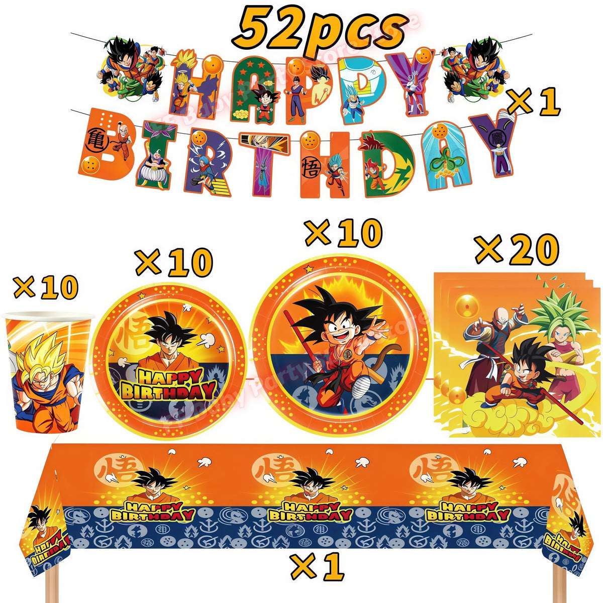 Dragon Ball Z Birthday Party Supplies – Goku Balloons, Cups & Plates