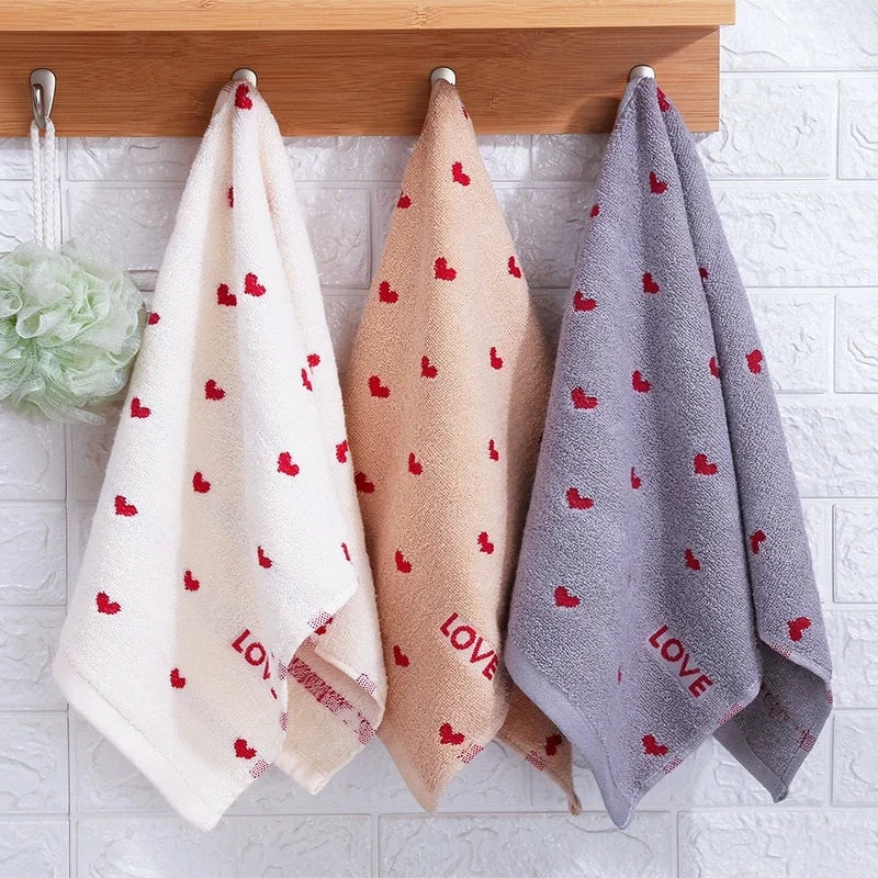 Quick-Dry Cotton Face Towels with Heart Pattern | Babs Cotton Face Towel Babs