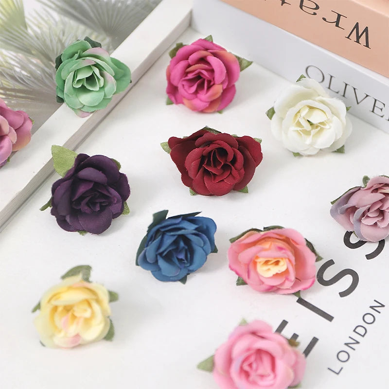 20Pcs Mini Silk Rose Flower Heads for DIY Wedding & Home Decor Artificial Flower Heads Babs