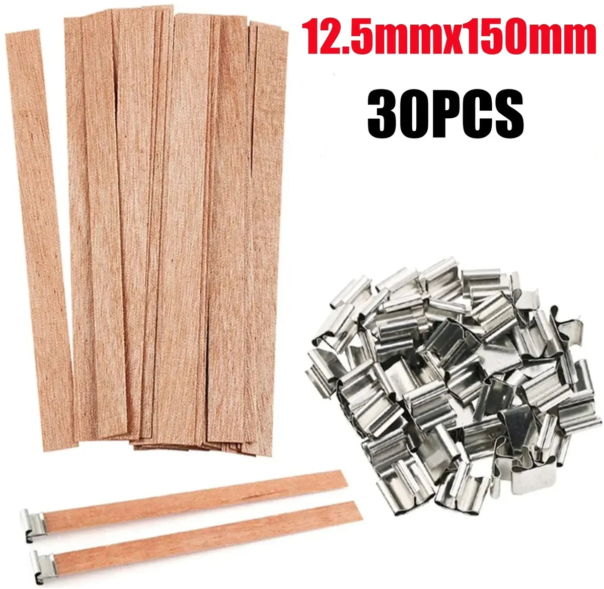 Wooden Candle Wicks for DIY Soy & Paraffin Candle Making Candle Making Wicks Babs M-30PCS