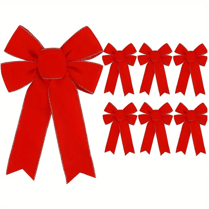 4PCS Large Red Christmas Bows with Gold Trim | Holiday Decor Holiday Bow Decoration Babs