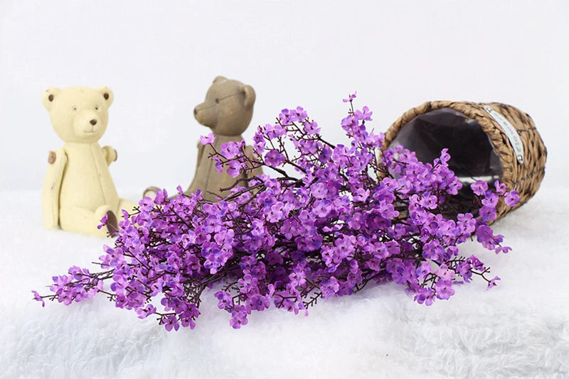 Gypsophila Silk Artificial Baby's Breath Flower Bouquet Decor Artificial Flower Stem Babs PURPLE 1pc