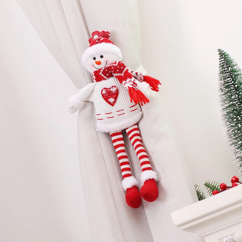 Christmas Santa & Snowman Curtain Buckle Ornament Decoration Christmas Curtain Ornament Babs