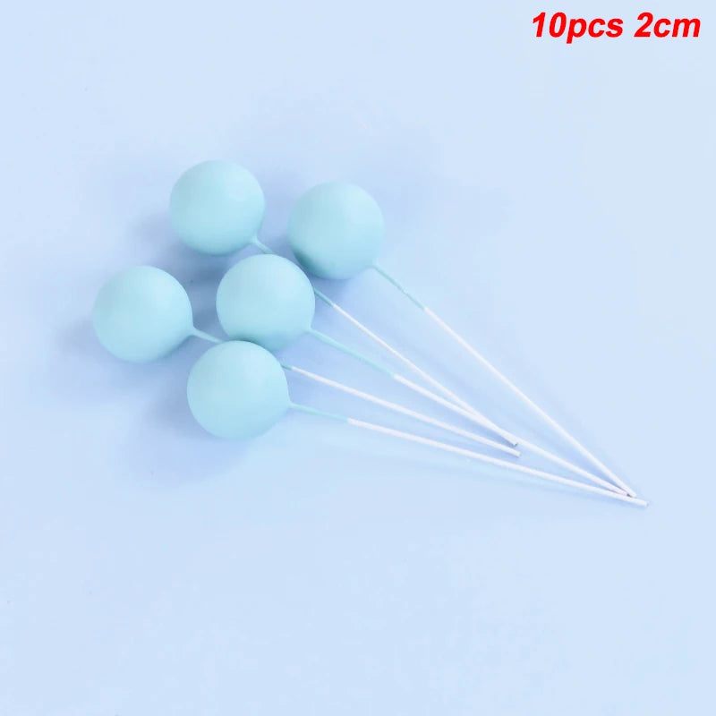 10Pcs Ball Cake Toppers Gold Blue Pink – Party & Wedding Cake Topper Set Babs 10pcs blue-2cm