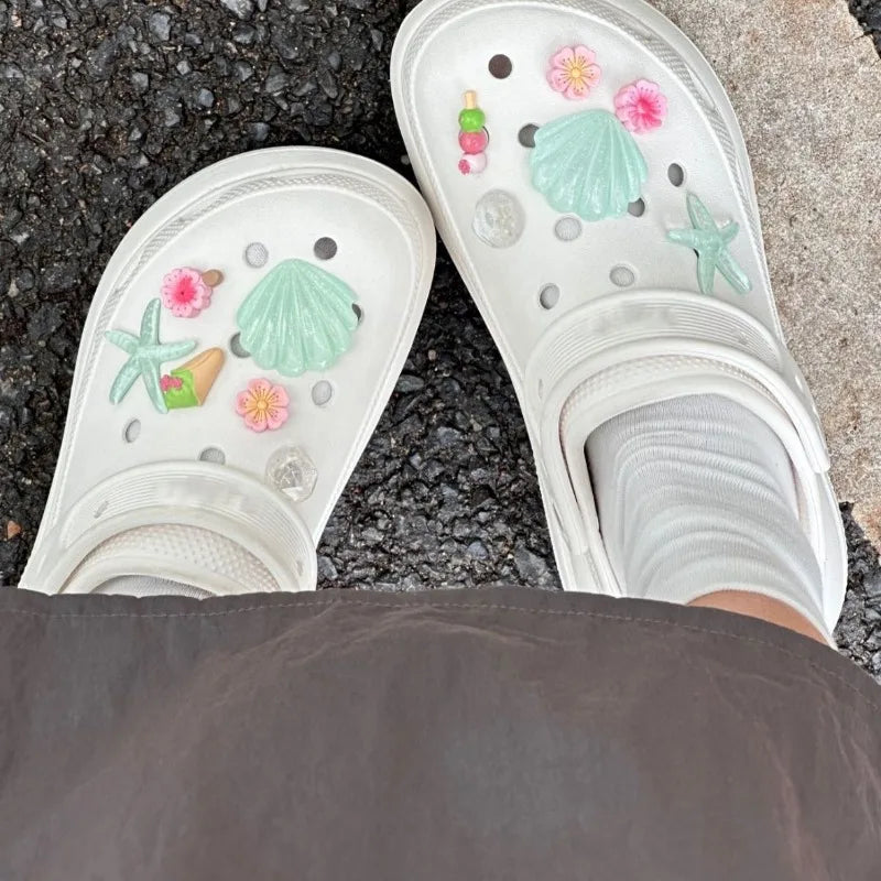 Shell Starfish Cherry Blossom Shoe Charms – Pink & Mint DIY Shoe Charms Babs
