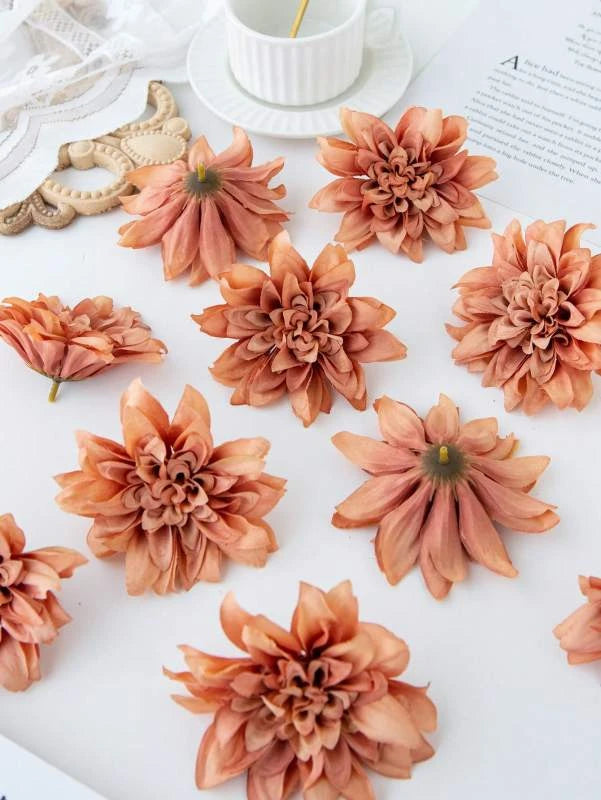 Silk Dahlia Rose Artificial Flower Heads – 5 or 10 Pack Artificial Flower Heads Babs color 11 5 pcs
