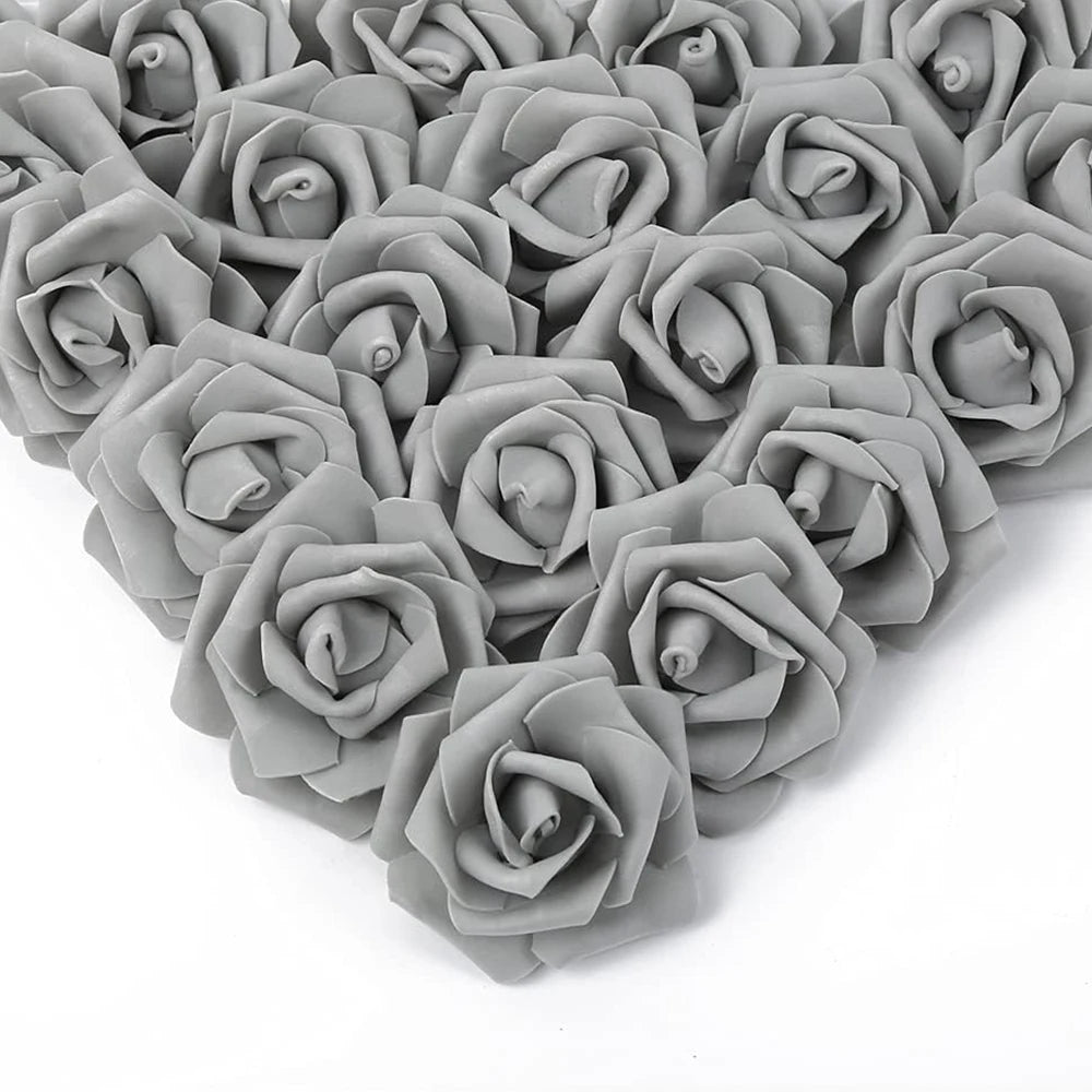 Artificial PE Rose Foam Flowers – Wedding & Party Decor Artificial Foam Flowers Babs GRAY 25 pcs