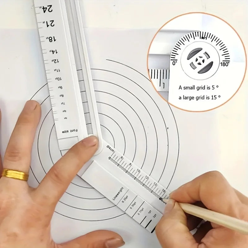 Folding Geometric Ruler – Angles, Circles & Math Drawing Tool Geometric Drafting Ruler Babs