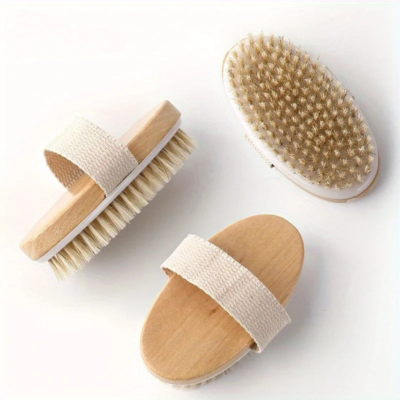 Natural Bristle Dry Body Brush – Exfoliating Skin Scrub Dry Body Brush Babs