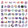 50/100-Pack Waterproof Cat & Dog Starry Night Doodle Stickers Decorative Stickers Babs A2