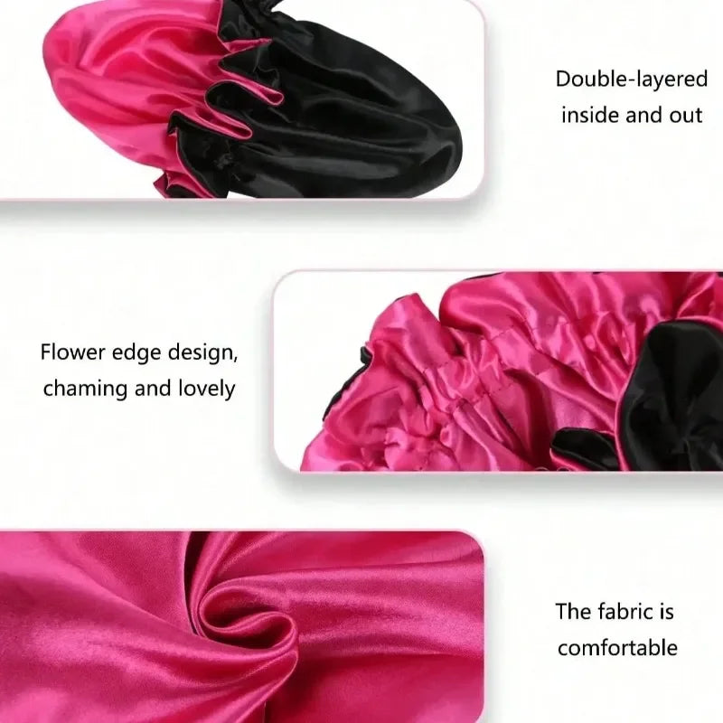 Two-Tone Satin Sleep Bonnet – Double Layer Reversible Hair Cap Satin Sleep Bonnet Babs