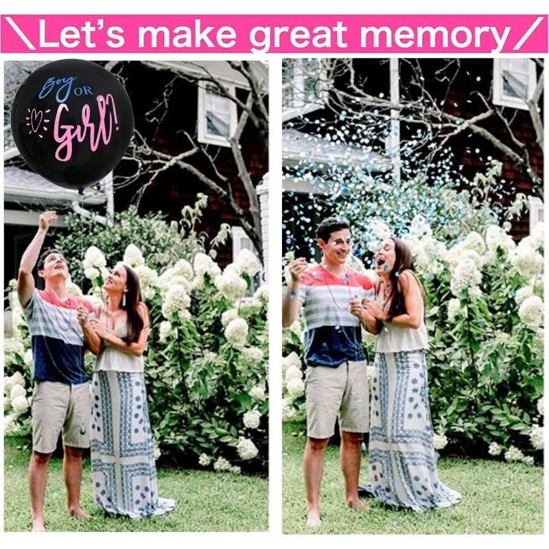 36" Giant Gender Reveal Balloon Set – Blue & Pink Confetti Gender Reveal Balloon Babs