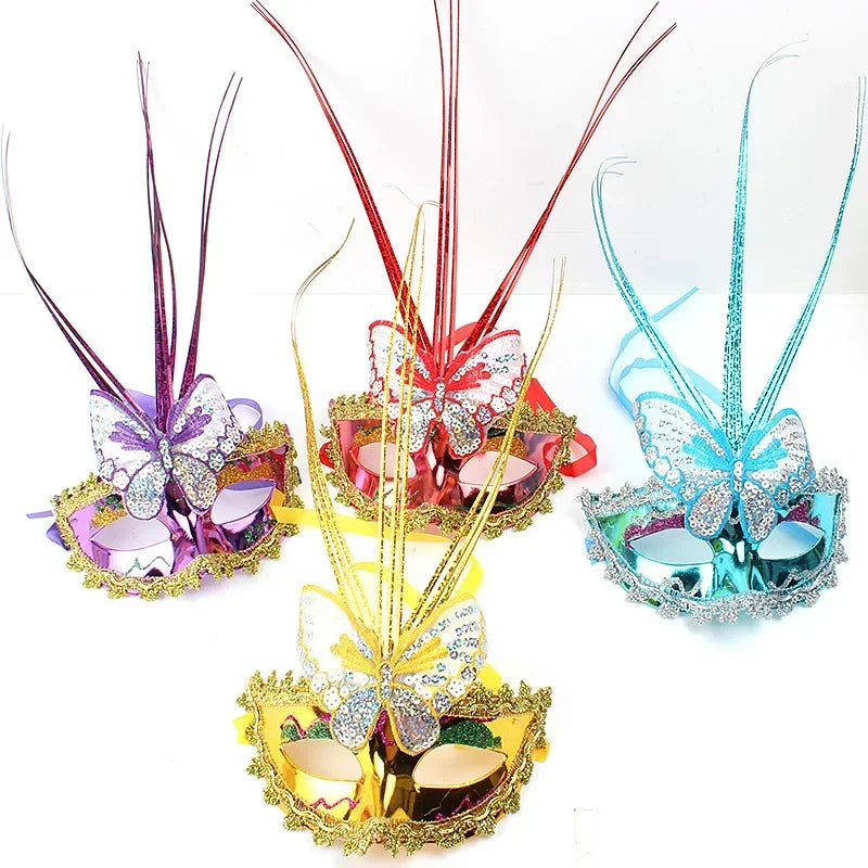 20pcs LED Feather Masquerade Masks – Venetian Party Costume LED Masquerade Masks Babs