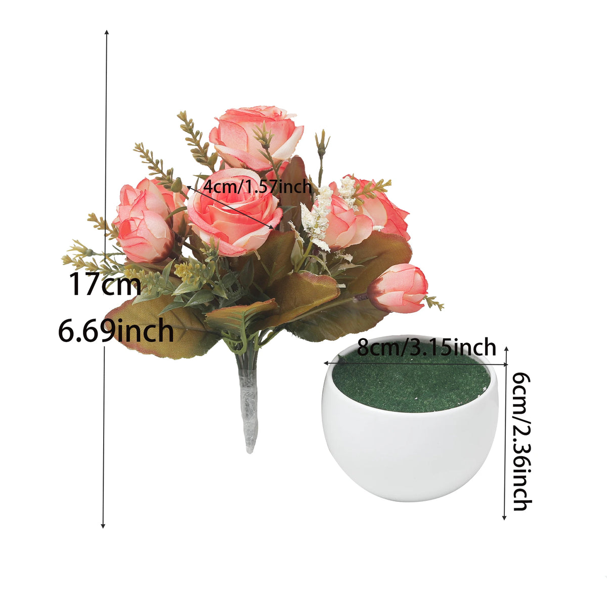 Artificial Silk Rose Bonsai Pot | Autumn Flower Vase Home Decor Artificial Flower Decor Babs