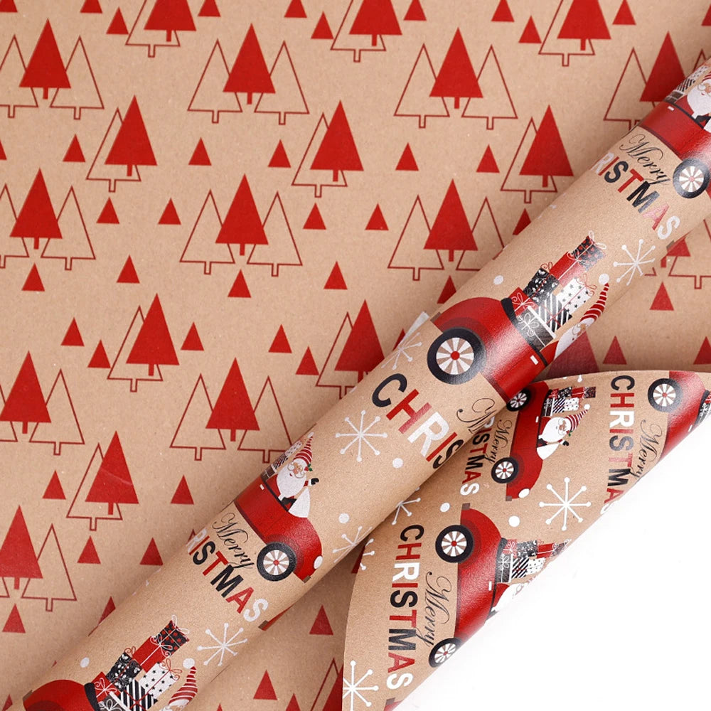 Kraft Vintage Christmas Wrapping Paper Roll – Holiday Gift Wrap Christmas Wrapping Paper Babs B 3-Meter