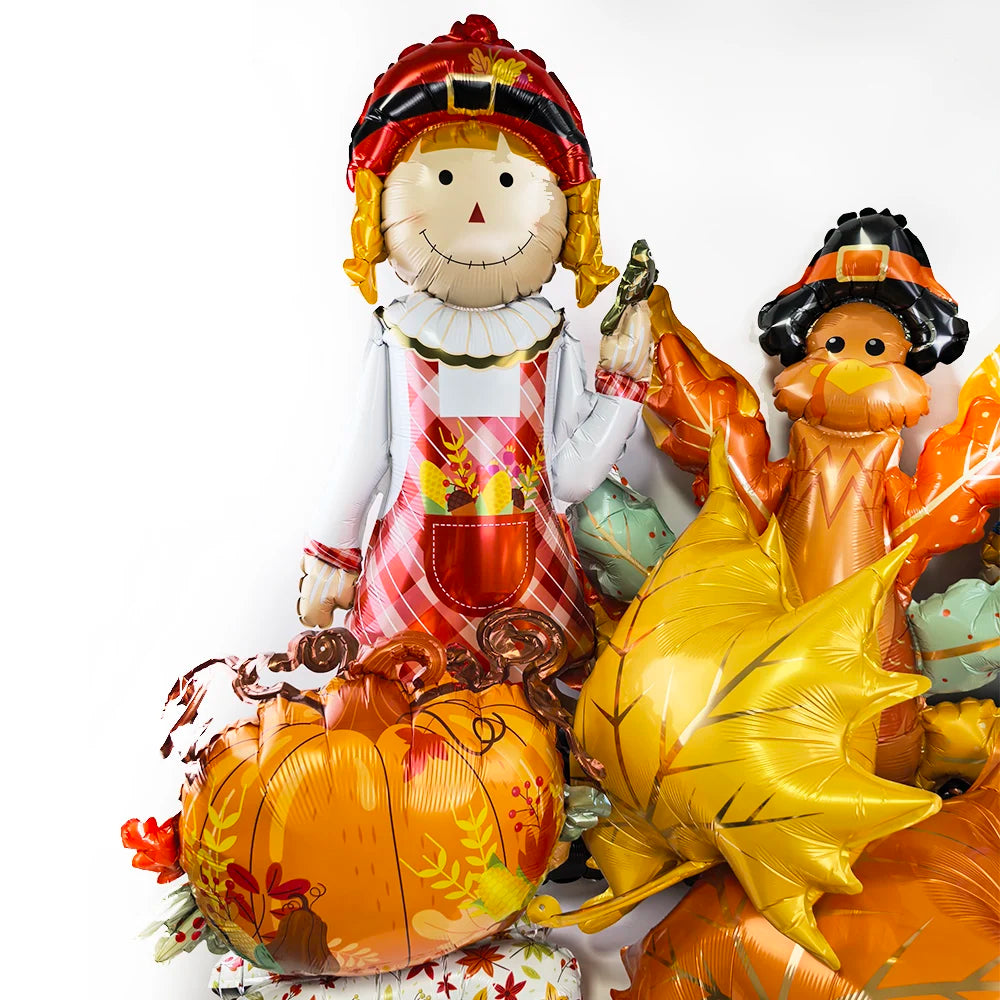 Thanksgiving Foil Balloons & Maple Leaf Banner Party Decor Party Balloon Decor Babs