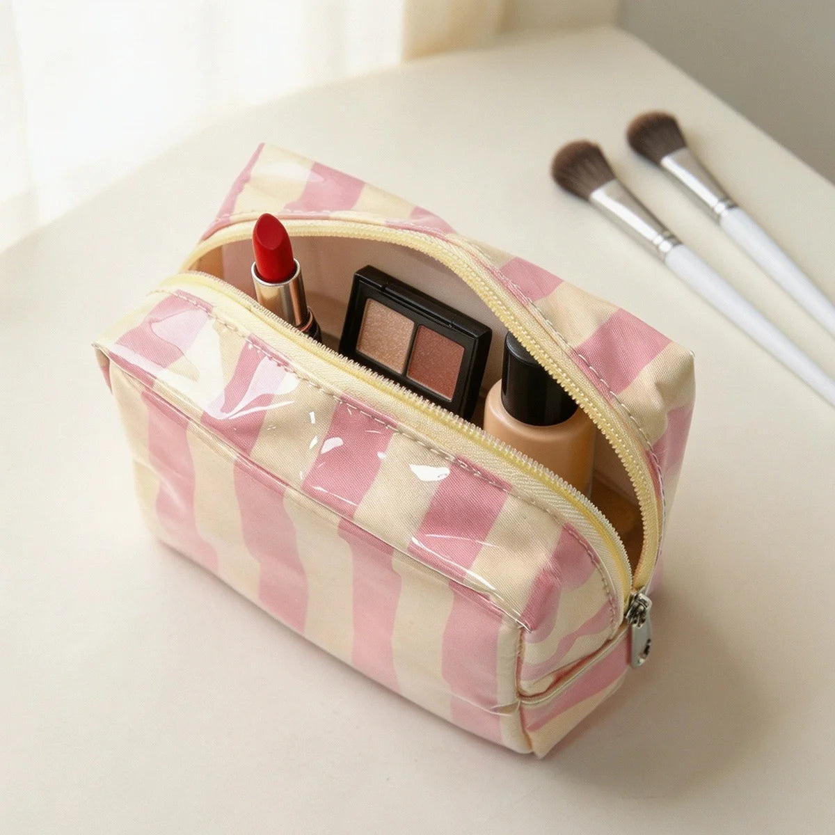 Striped Mini Makeup Bag with Zipper – Cute Cosmetic Pouch Cosmetic Pouch Babs