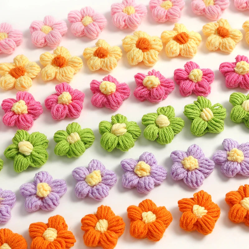 10/20Pcs 4cm Wool Flower Heads DIY Hair Clips Crafts Home Décor DIY Floral Embellishment Babs
