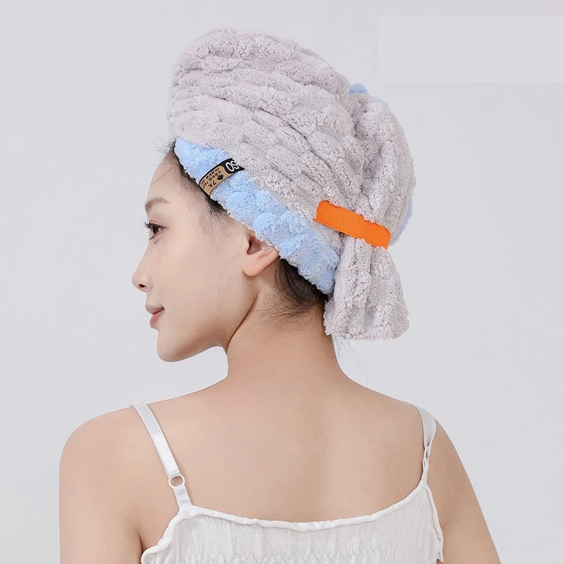 Quick-Dry Microfiber Hair Towel Cap – Oversized & Absorbent Hair Towel Cap Babs GRAY