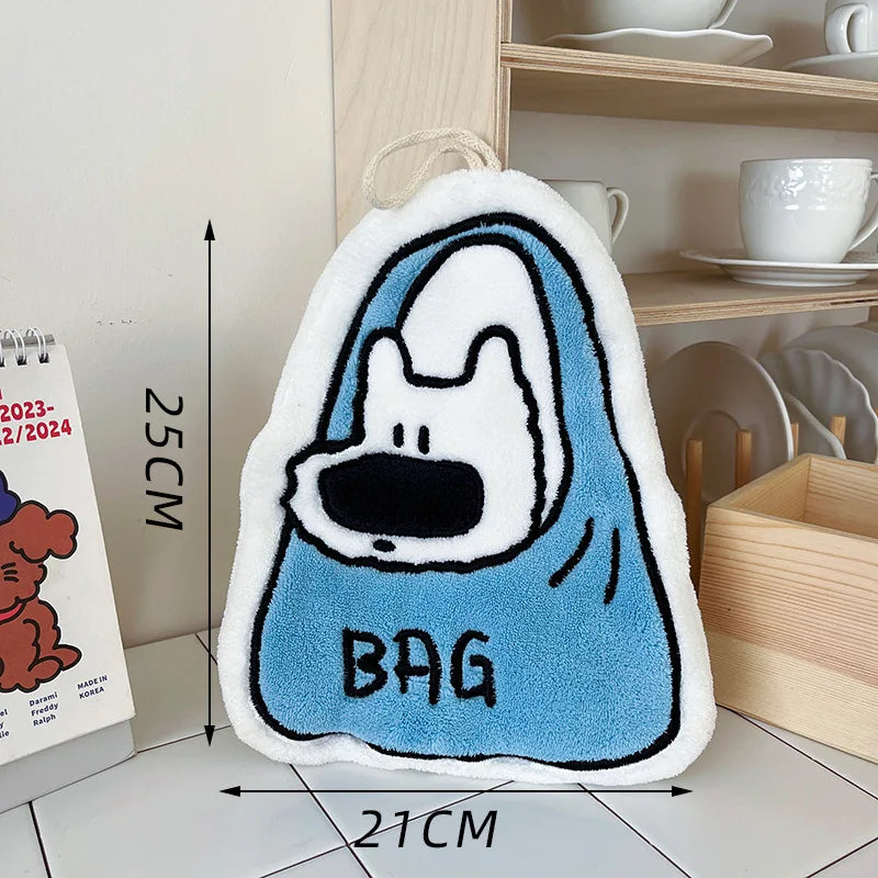 Cute Cat Hand Towels – Microfiber Coral Fleece Hanging Loop Decorative Hand Towel Babs Bag dog