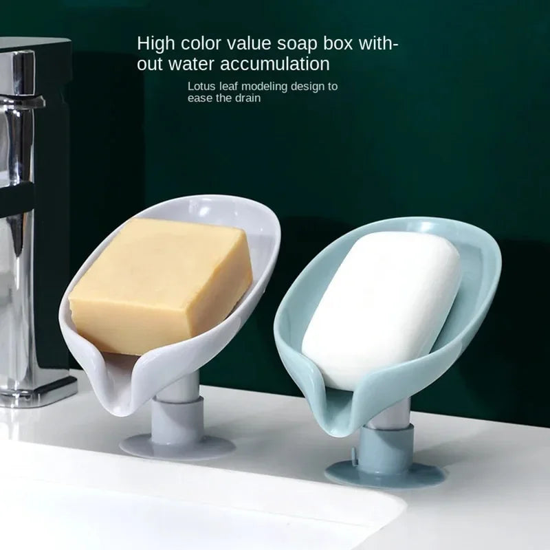 Leaf Shape Drain Soap Holder with Suction Cup – Bath Tray Soap Dish Holder Babs