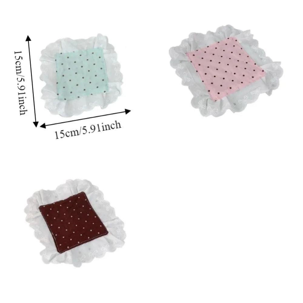 Polka Dot Square Coaster | Heat-Insulating Cotton Linen Mat Decorative Coaster Mat Babs