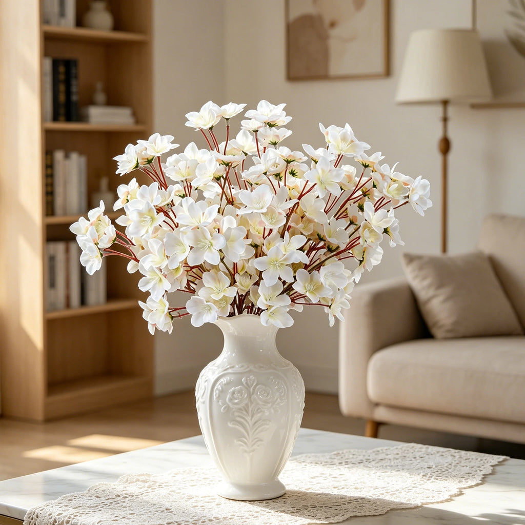 Silk Peach Blossom Artificial Bouquet – Wedding & Home Décor Artificial Flower Bouquet Babs