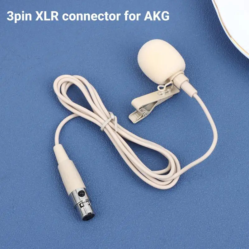Beige Lavalier Lapel Mic ZL-F1720 Omnidirectional + 2 Covers Lavalier Microphone Babs 3pin