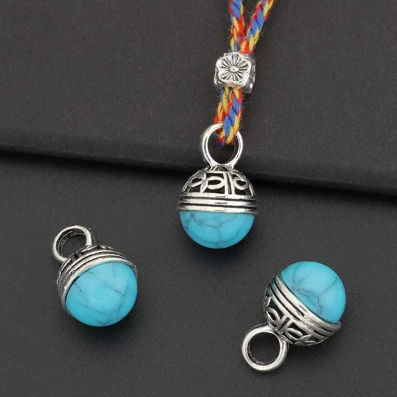 4pcs Vintage Blue Turquoise Hollowed-Out Pendant Set | DIY Jewelry Pendant Set Babs