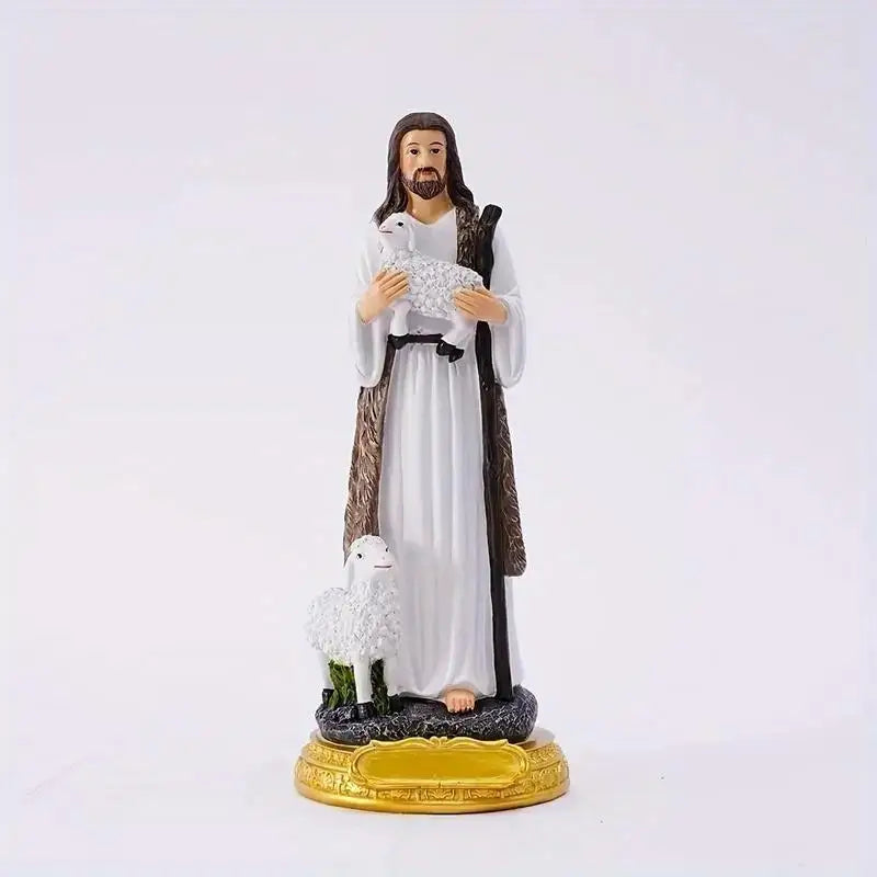 Resin Jesus Shepherd Figurine | Catholic Gift & Home Décor Religious Figurine Babs