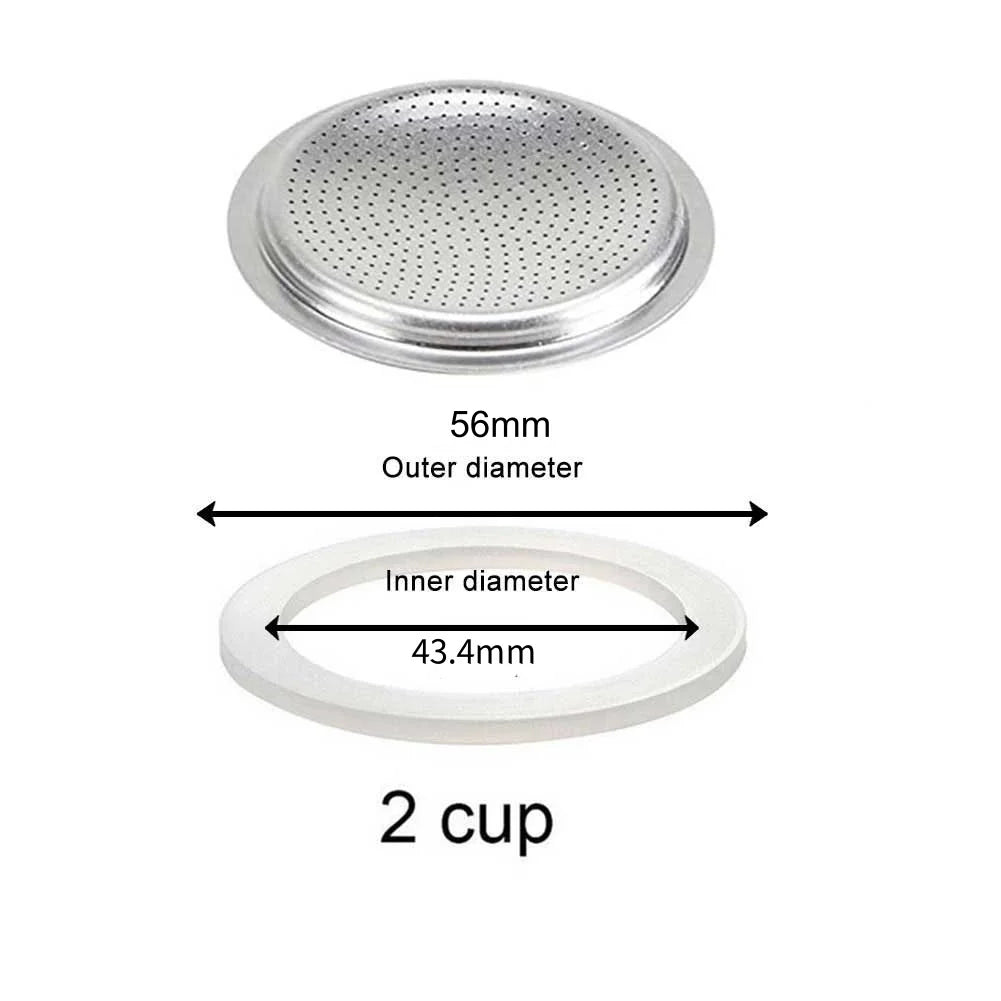 Silicone Moka Pot Seal Ring & Filter Screen – 6 Sizes Moka Pot Seal Ring Babs 2 cup sieve
