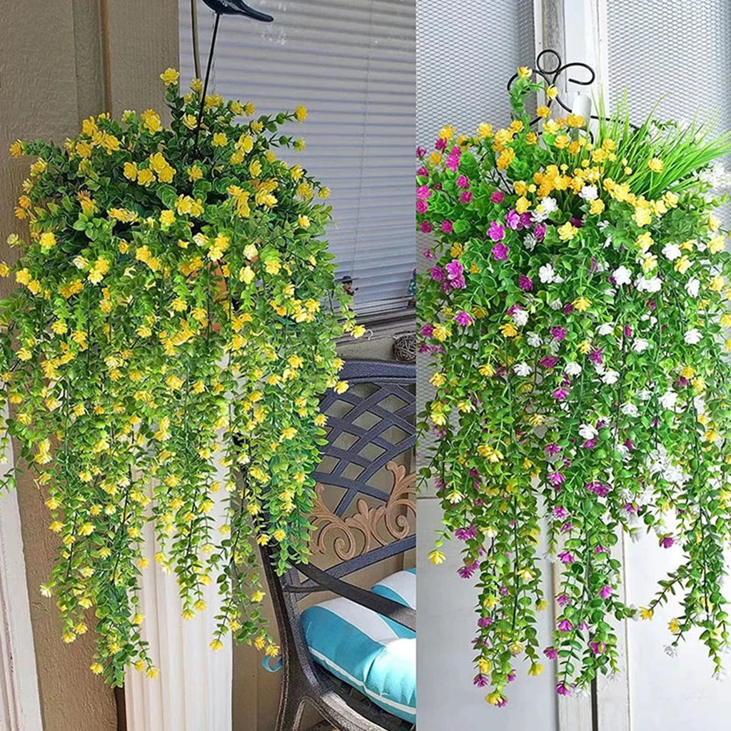 4 Pcs Artificial Eucalyptus Hanging Vines – UV Protected Faux Plants Artificial Hanging Vine Babs