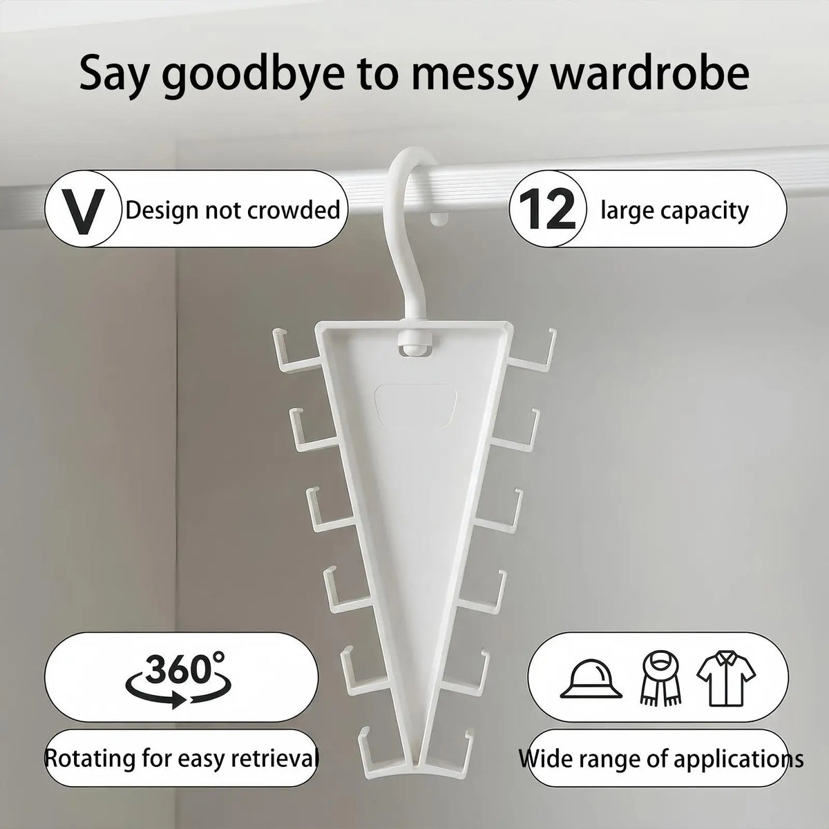 12-Hook Rotatable Space-Saving Clothes & Pants Hanger Rack Clothes Hanger Rack Babs