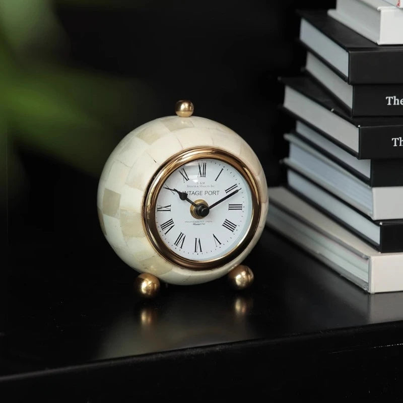 Handmade Cow Bone Retro Desk Clock – Nordic Home Décor Decorative Desk Clock Babs
