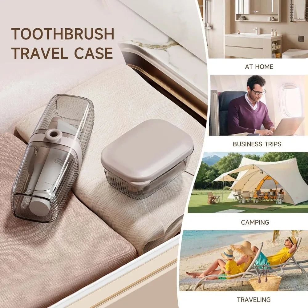 2-in-1 Travel Toothbrush Holder Soap Case & Leakproof Rinse Cup Toothbrush Travel Case Babs