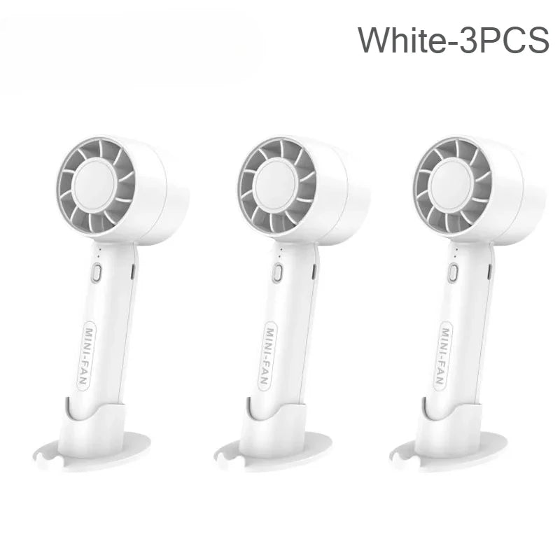 USB Rechargeable Mini Handheld Fan – 3-Speed Portable Desk Fan Handheld Portable Fan Babs White-3PCS