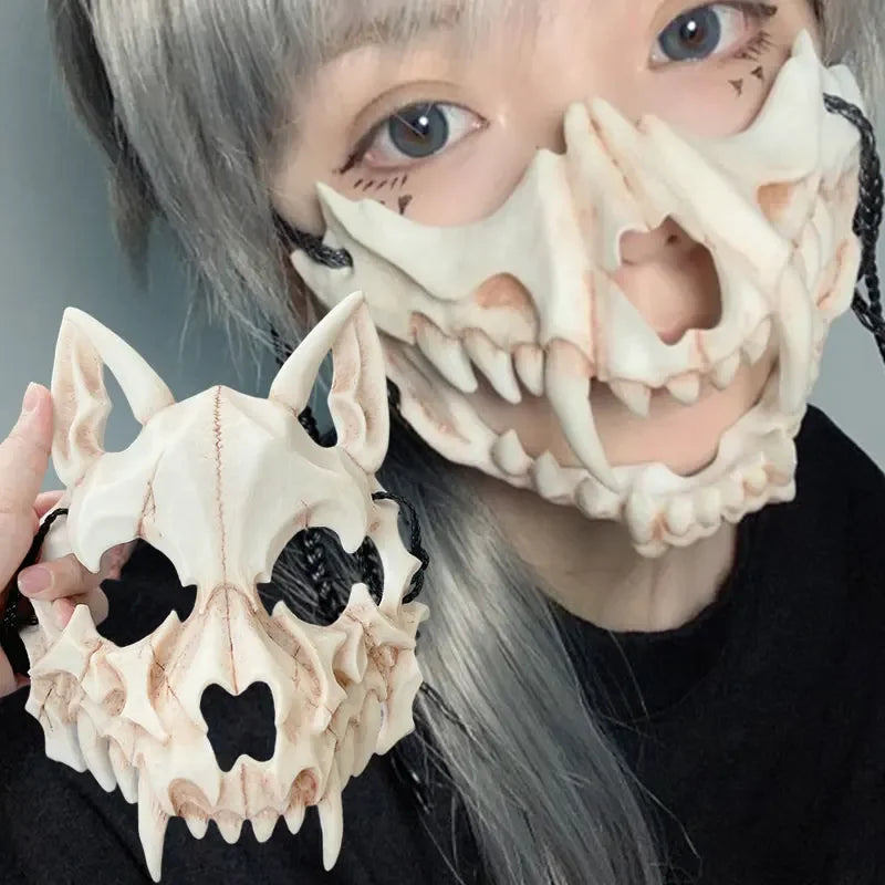 Halloween Skeleton Half Face Mask – Anime Cosplay Costume Prop Costume Face Mask Babs